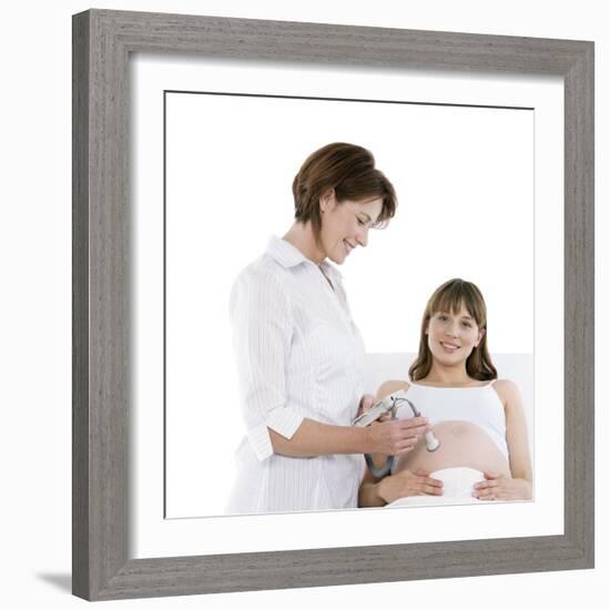 Obstetric Ultrasound Examination-Science Photo Library-Framed Premium Photographic Print