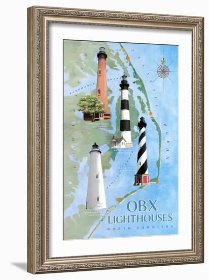 OBX Lighthouses-Art Licensing Studio-Framed Giclee Print