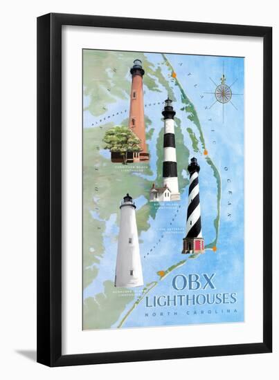 OBX Lighthouses-Art Licensing Studio-Framed Giclee Print