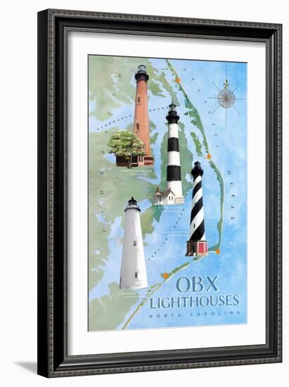 OBX Lighthouses-Art Licensing Studio-Framed Giclee Print