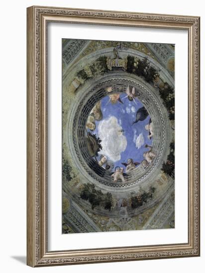 Occulus of the Ceiling of the House of Spouses, Ducal Palace of Mantua, Italy (Camera Degli Sposi,-Andrea Mantegna-Framed Giclee Print