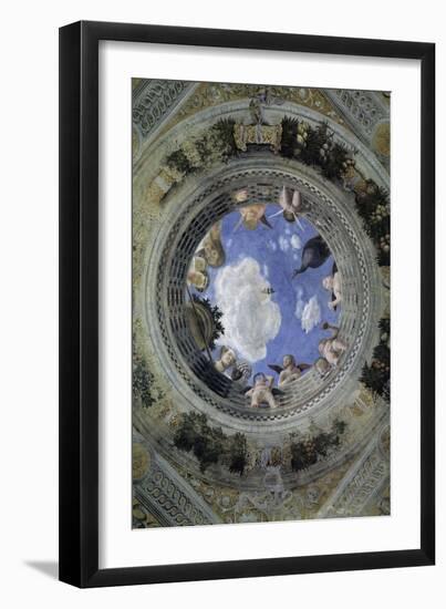 Occulus of the Ceiling of the House of Spouses, Ducal Palace of Mantua, Italy (Camera Degli Sposi,-Andrea Mantegna-Framed Giclee Print