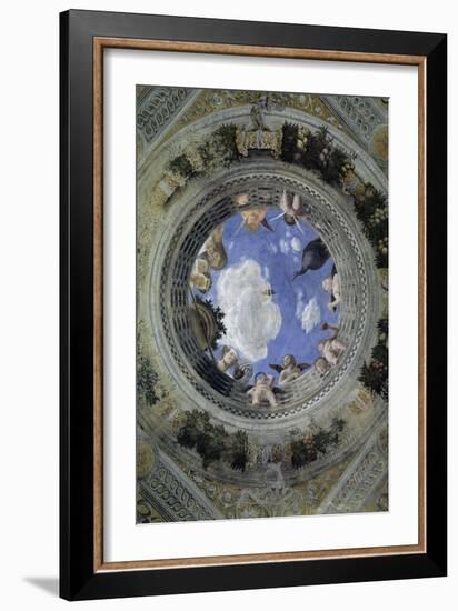 Occulus of the Ceiling of the House of Spouses, Ducal Palace of Mantua, Italy (Camera Degli Sposi,-Andrea Mantegna-Framed Giclee Print