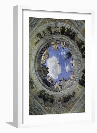 Occulus of the Ceiling of the House of Spouses, Ducal Palace of Mantua, Italy (Camera Degli Sposi,-Andrea Mantegna-Framed Giclee Print