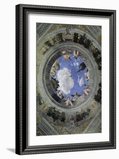 Occulus of the Ceiling of the House of Spouses, Ducal Palace of Mantua, Italy (Camera Degli Sposi,-Andrea Mantegna-Framed Giclee Print