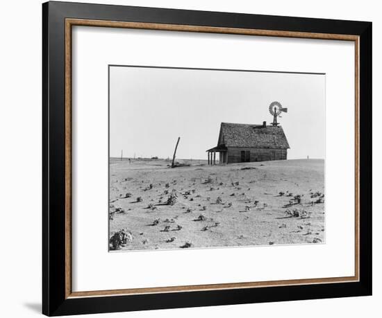 Occupied house in Dalhart, Texas where most are abandoned in the drought, 1938-Dorothea Lange-Framed Photographic Print