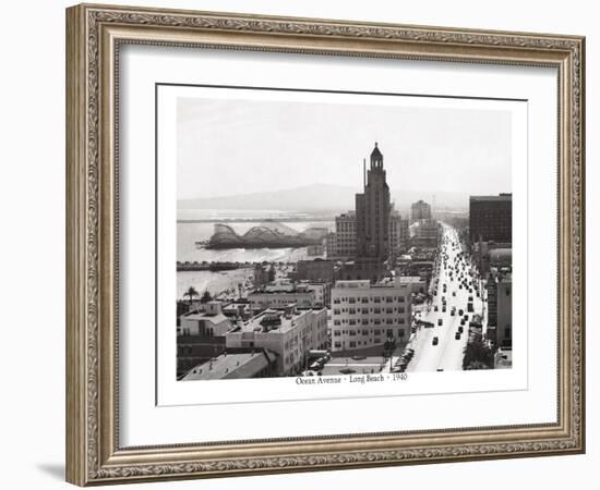 Ocean Avenue, Long Beach, 1940-null-Framed Art Print