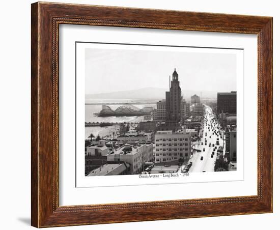 Ocean Avenue, Long Beach, 1940-null-Framed Art Print