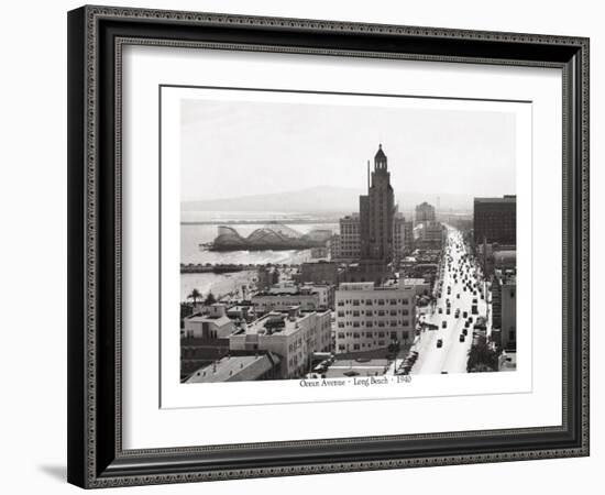 Ocean Avenue, Long Beach, 1940-null-Framed Art Print