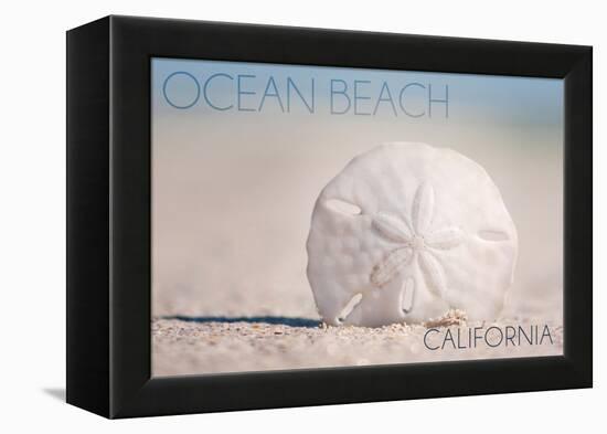 Ocean Beach, California - Sand Dollar on Beach-Lantern Press-Framed Stretched Canvas