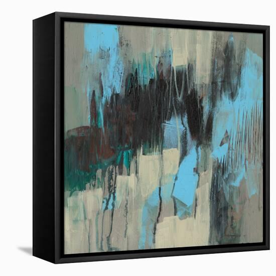 Ocean Blue Abstract I-Jennifer Goldberger-Framed Stretched Canvas