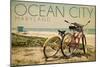 Ocean City, Maryland - Bicycles and Beach Scene-Lantern Press-Mounted Art Print