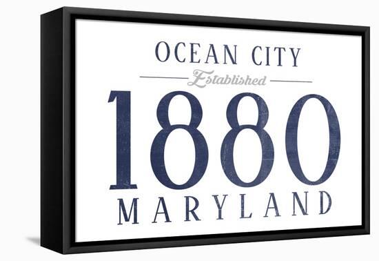 Ocean City, Maryland - Established Date (Blue)-Lantern Press-Framed Stretched Canvas