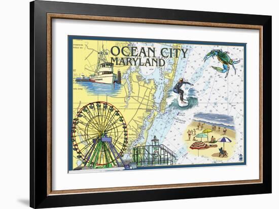 Ocean City, Maryland - Nautical Chart-Lantern Press-Framed Art Print