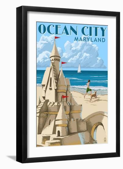 Ocean City, Maryland - Sand Castle-Lantern Press-Framed Art Print