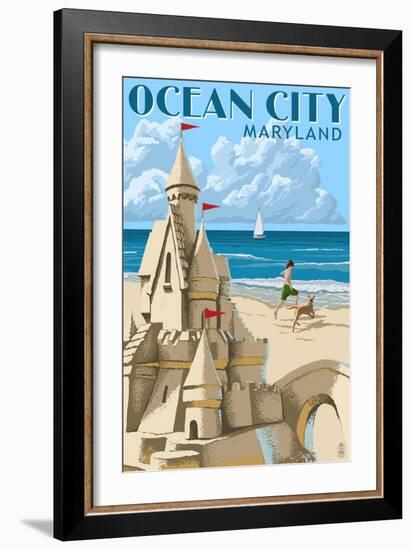 Ocean City, Maryland - Sand Castle-Lantern Press-Framed Art Print