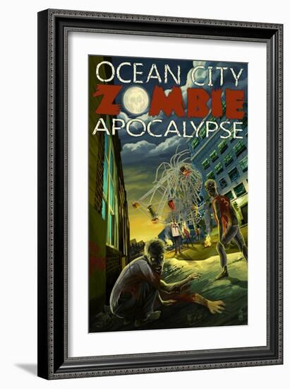 Ocean City, Maryland - Zombie Apocalypse-Lantern Press-Framed Art Print