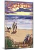 Ocean City, New Jersey - Beach and Sunset-Lantern Press-Mounted Art Print