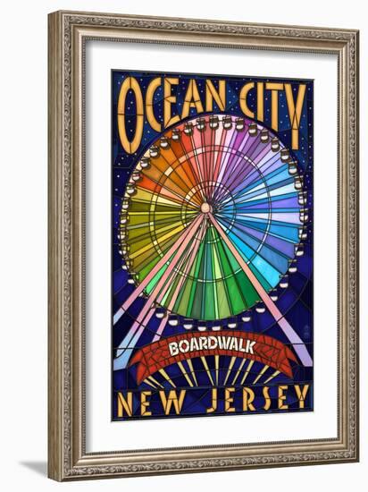 Ocean City, New Jersey - Boardwalk Ferris Wheel-Lantern Press-Framed Art Print