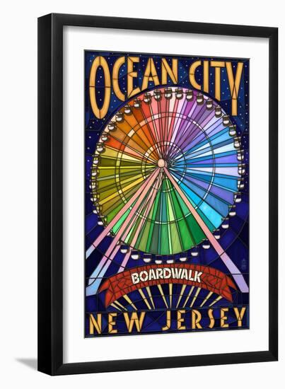 Ocean City, New Jersey - Boardwalk Ferris Wheel-Lantern Press-Framed Art Print