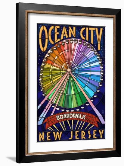 Ocean City, New Jersey - Boardwalk Ferris Wheel-Lantern Press-Framed Art Print