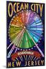 Ocean City, New Jersey - Boardwalk Ferris Wheel-Lantern Press-Mounted Art Print