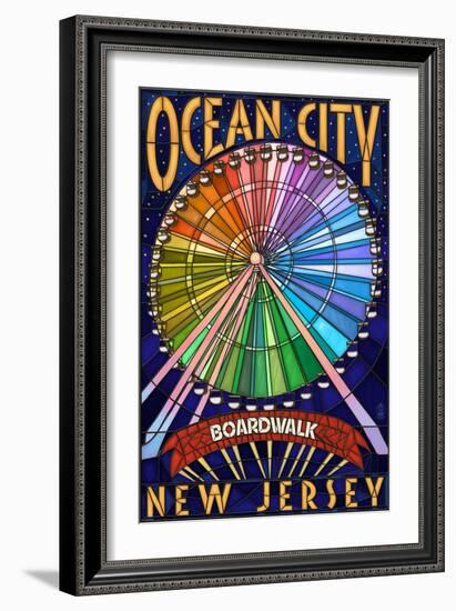 Ocean City, New Jersey - Boardwalk Ferris Wheel-Lantern Press-Framed Art Print