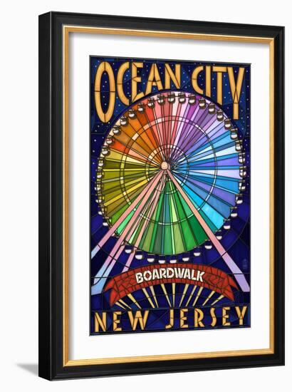 Ocean City, New Jersey - Boardwalk Ferris Wheel-Lantern Press-Framed Art Print