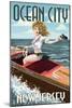 Ocean City, New Jersey - Boating Pinup Girl-Lantern Press-Mounted Art Print