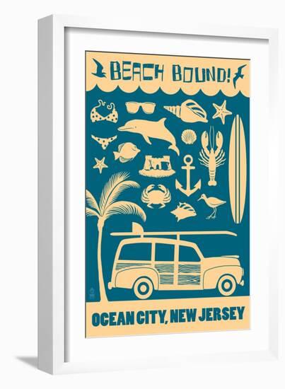Ocean City, New Jersey - Coastal Icons-Lantern Press-Framed Art Print