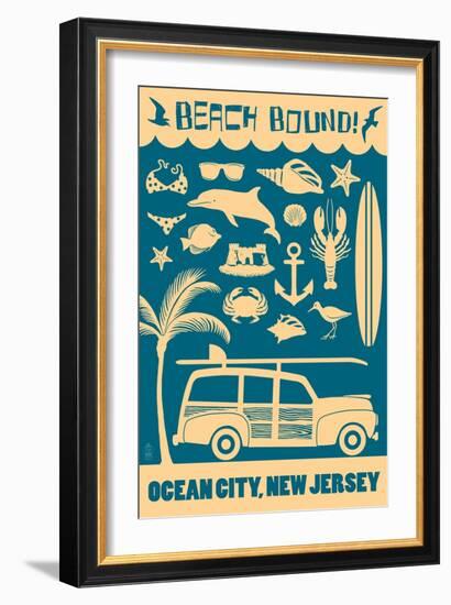 Ocean City, New Jersey - Coastal Icons-Lantern Press-Framed Art Print