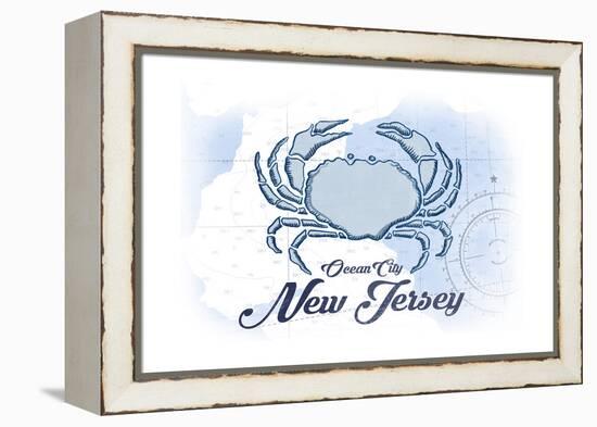Ocean City, New Jersey - Crab - Blue - Coastal Icon-Lantern Press-Framed Stretched Canvas