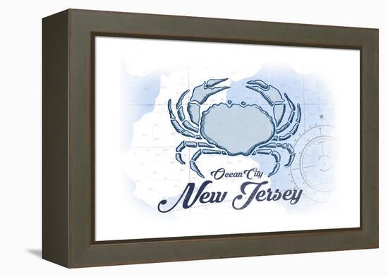 Ocean City, New Jersey - Crab - Blue - Coastal Icon-Lantern Press-Framed Stretched Canvas