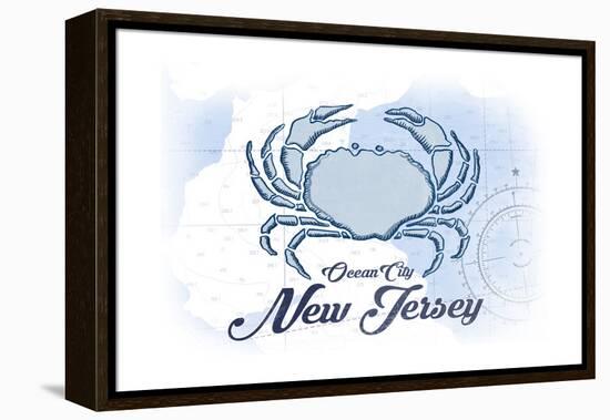 Ocean City, New Jersey - Crab - Blue - Coastal Icon-Lantern Press-Framed Stretched Canvas