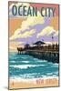 Ocean City, New Jersey - Fishing Pier-Lantern Press-Mounted Art Print