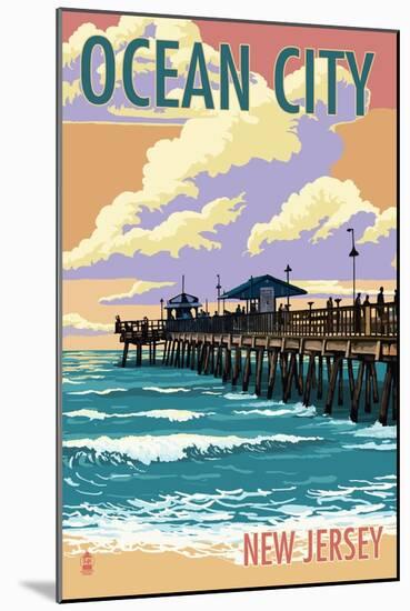 Ocean City, New Jersey - Fishing Pier-Lantern Press-Mounted Art Print