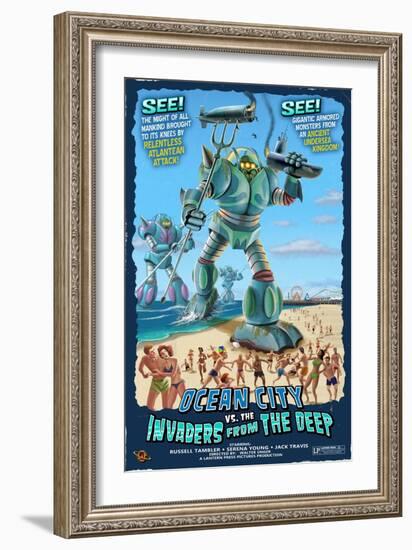 Ocean City, New Jersey - Invaders from the Deep-Lantern Press-Framed Art Print