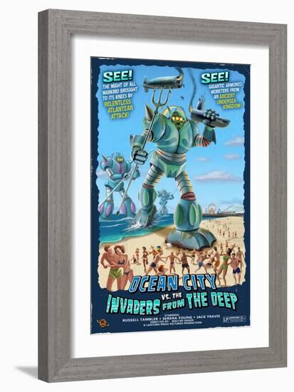 Ocean City, New Jersey - Invaders from the Deep-Lantern Press-Framed Art Print