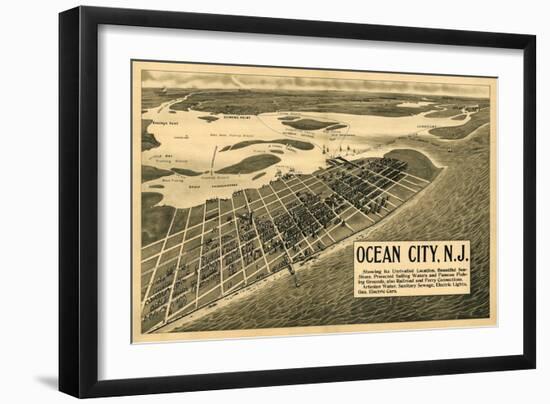 Ocean City, New Jersey - Panoramic Map-Lantern Press-Framed Art Print