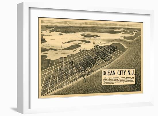 Ocean City, New Jersey - Panoramic Map-Lantern Press-Framed Art Print