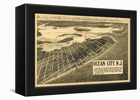 Ocean City, New Jersey - Panoramic Map-Lantern Press-Framed Stretched Canvas