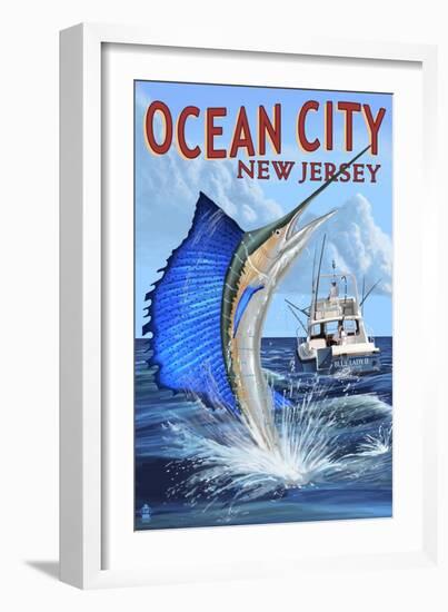 Ocean City, New Jersey - Sailfish Deep Sea Fishing-Lantern Press-Framed Art Print