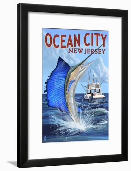 Ocean City, New Jersey - Sailfish Deep Sea Fishing-Lantern Press-Framed Art Print