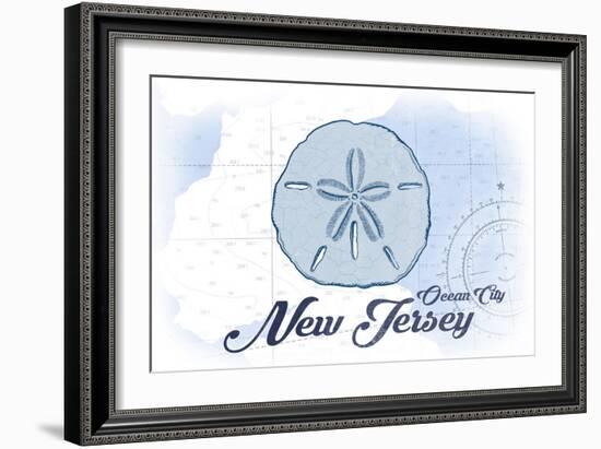 Ocean City, New Jersey - Sand Dollar - Blue - Coastal Icon-Lantern Press-Framed Art Print