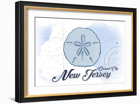 Ocean City, New Jersey - Sand Dollar - Blue - Coastal Icon-Lantern Press-Framed Art Print