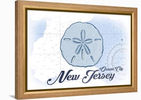 Ocean City, New Jersey - Sand Dollar - Blue - Coastal Icon-Lantern Press-Framed Stretched Canvas