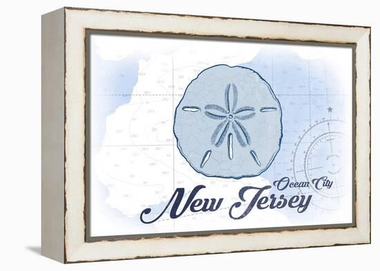 Ocean City, New Jersey - Sand Dollar - Blue - Coastal Icon-Lantern Press-Framed Stretched Canvas