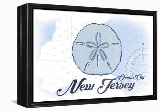 Ocean City, New Jersey - Sand Dollar - Blue - Coastal Icon-Lantern Press-Framed Stretched Canvas