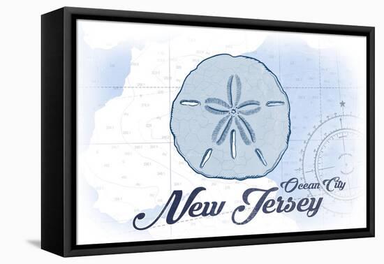 Ocean City, New Jersey - Sand Dollar - Blue - Coastal Icon-Lantern Press-Framed Stretched Canvas
