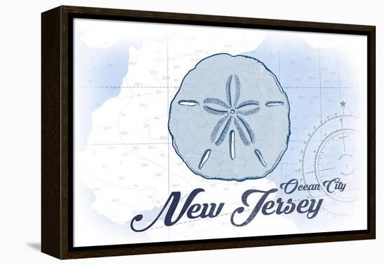 Ocean City, New Jersey - Sand Dollar - Blue - Coastal Icon-Lantern Press-Framed Stretched Canvas